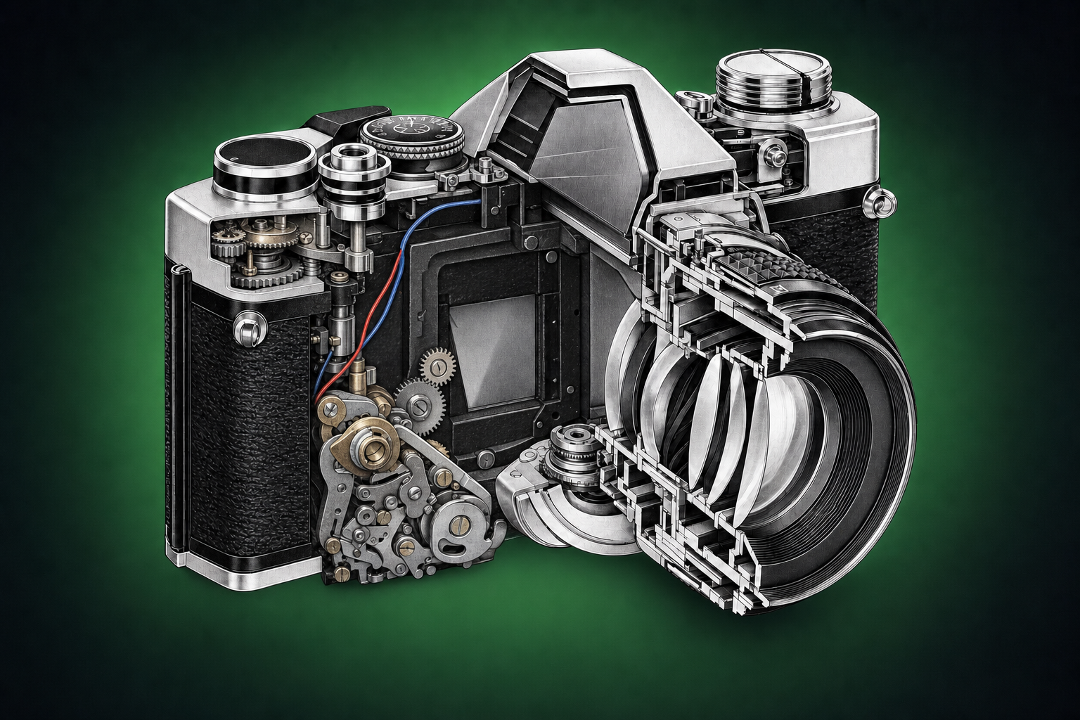 実機の内部構造を参考にしたOlympus OM-1・OM-2の精密イラスト